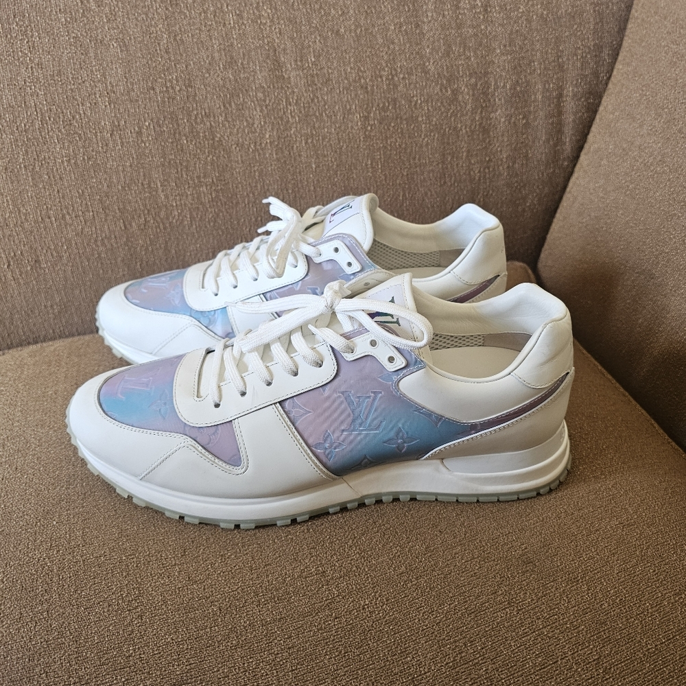 Louis Vuitton White/Iridescent Leather  & PVC Run Away Sneakers UK 9.5/US 10.5 - Picture 5 of 16